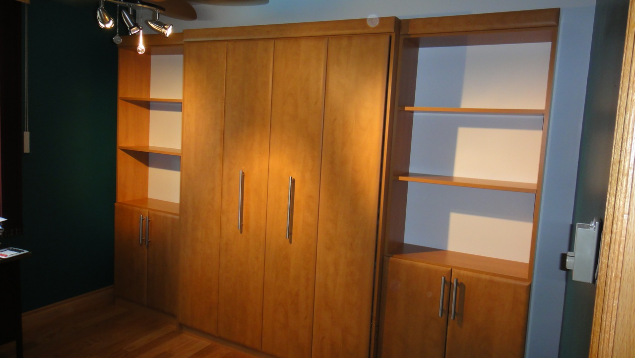 Queen Sunrise Wall-Bed with Side Cabinets